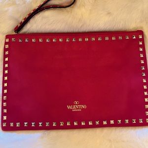 Valentino Leather Rockstud Clutch